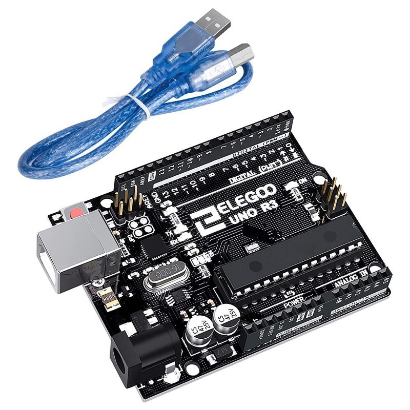 ELEGOO UNO R3 board with ATmega328P microcontroller and USB-B connector