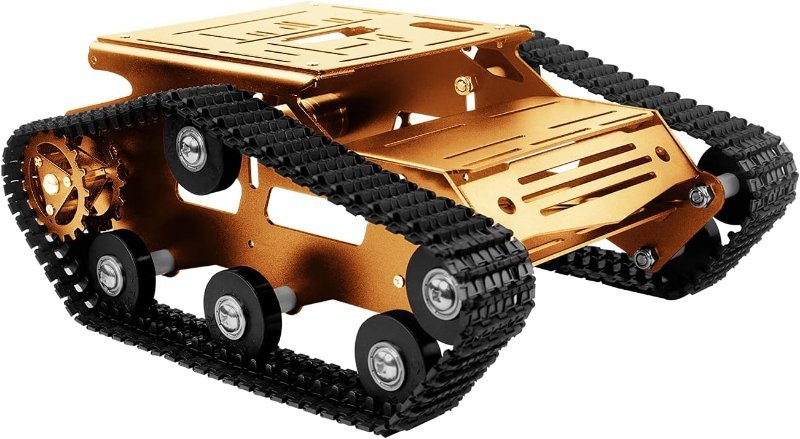 Aluminum alloy tracked tank robot chassis with 2WD motors