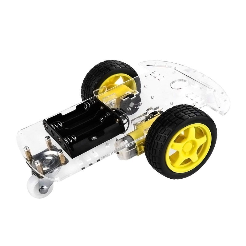 Emo 2WD smart robot car chassis kit with acrylic deck, two TT gear motors, wheels, encoder discs and battery box