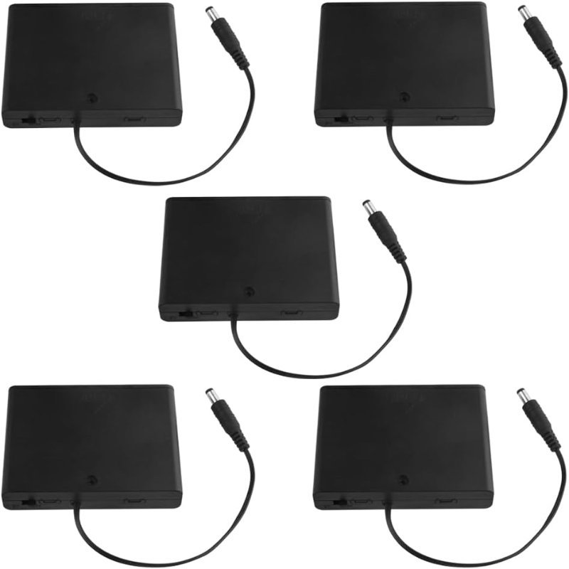6xAA battery holder case with on/off switch and 2.1x5.5mm DC barrel plug