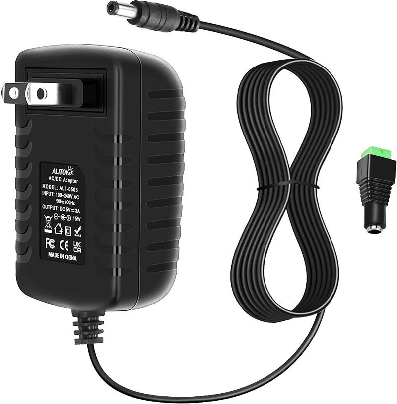 ALITOVE 5V 3A wall power supply adapter with 5.5x2.1mm barrel plug