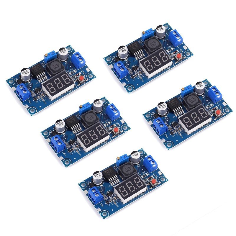 LM2596S buck converter module with LED voltmeter display