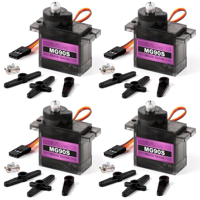 Miuzei MG90S metal gear micro servo 4-pack