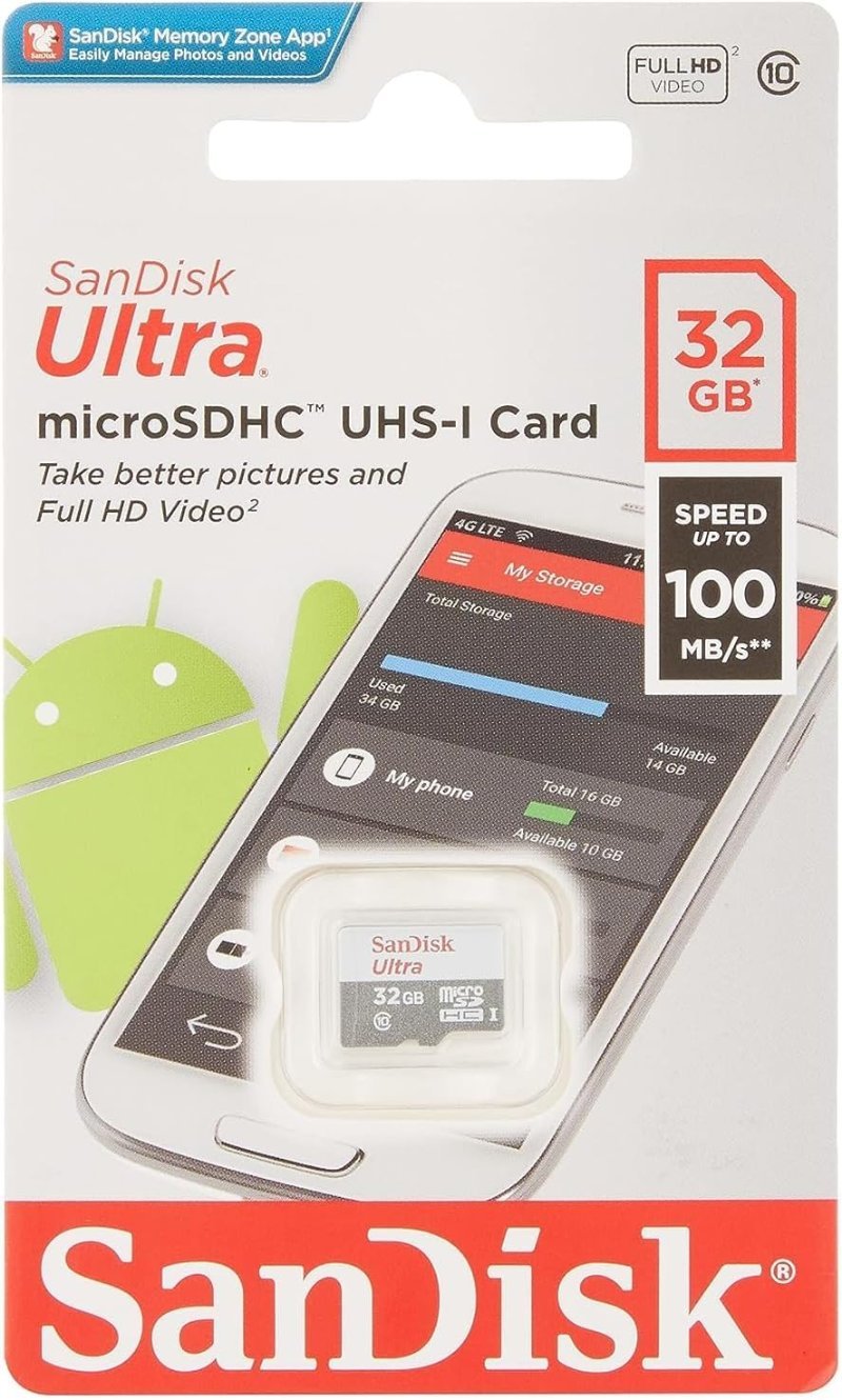 SanDisk Ultra 32GB microSDHC UHS-I Class 10 memory card